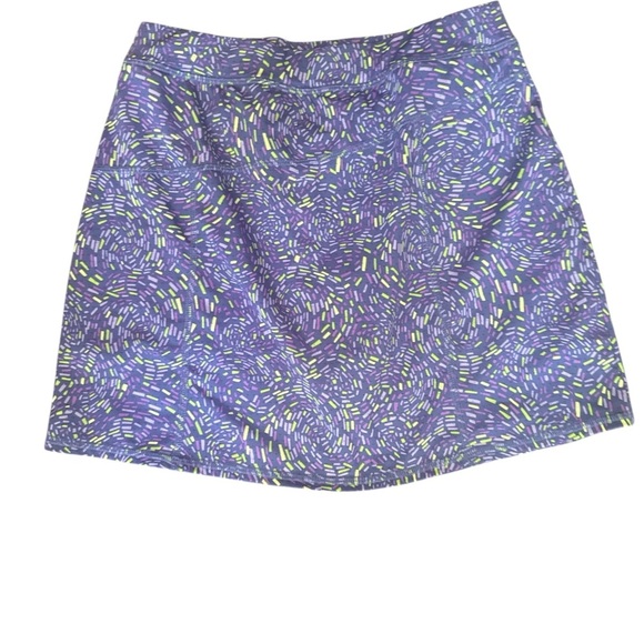 L.L. Bean girls skort athletic shorts purple lime green geometric size 14 50+UPF - Picture 1 of 7